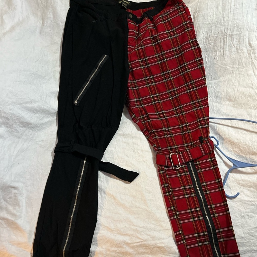 Trendy Black and Red Plaid Pants